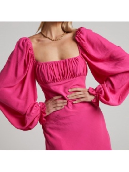 Showpo. Dresses & Skirts - Showpo Hot Pink Puff-Sleeve Square Neck Mini Dress M